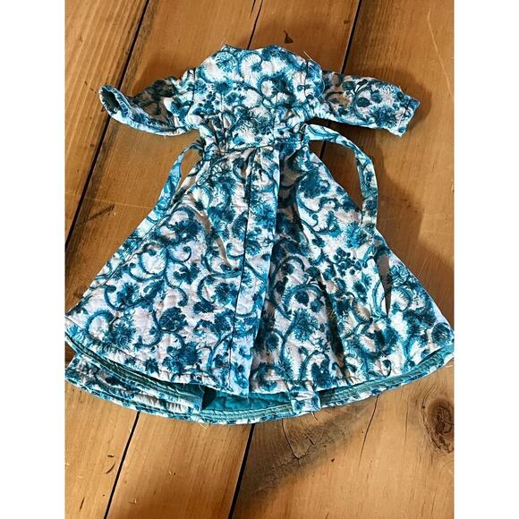 Vintage Beautiful Quilted Teal/Blue White Doll Dress. Formal. Evening Fashion - Picture 1 of 7
